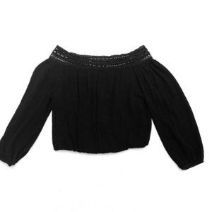 Women's LuLu's Black‎ Crop 3/4 Sleeve Top Size Small